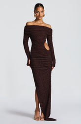 Adelphia Midi Dress - Plum Brown