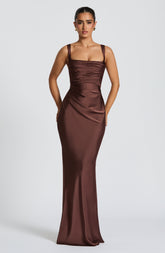Calanthe Maxi Dress - Plum Brown