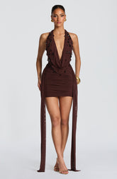 Melona Mini Dress - Plum Brown