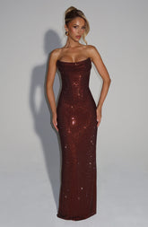 Mirabella Maxi Dress - Plum Brown