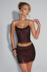 Nila Mini Skirt - Plum Brown