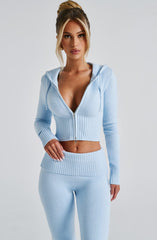 Portia Knit Hoodie - Baby Blue