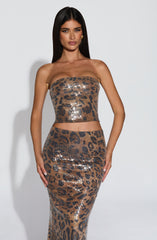 Sharni Top - Sequin Leopard Print