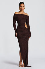 Adelphia Midi Dress - Plum Brown