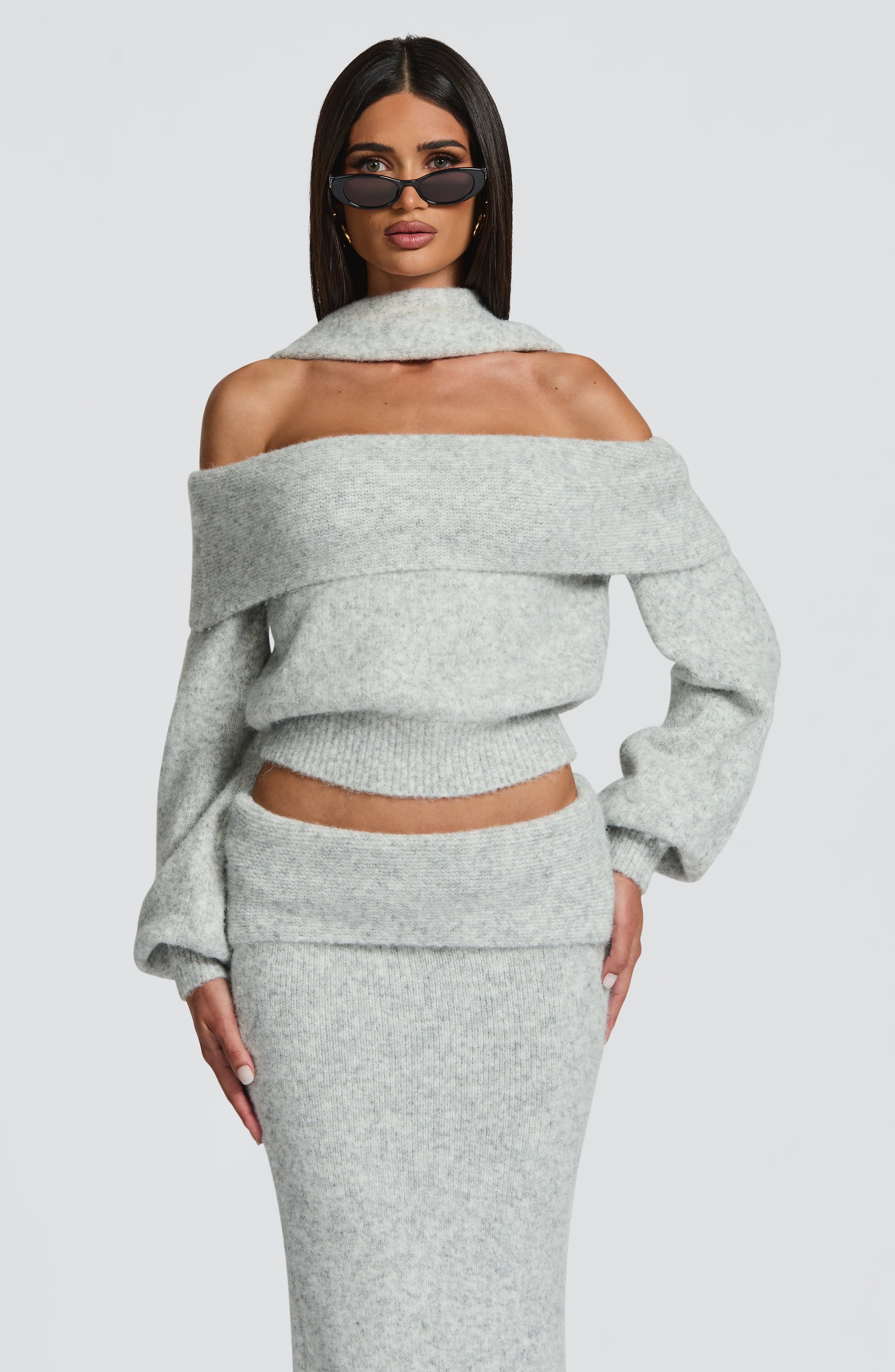 Andie Maxi Skirt - Light Grey Marl