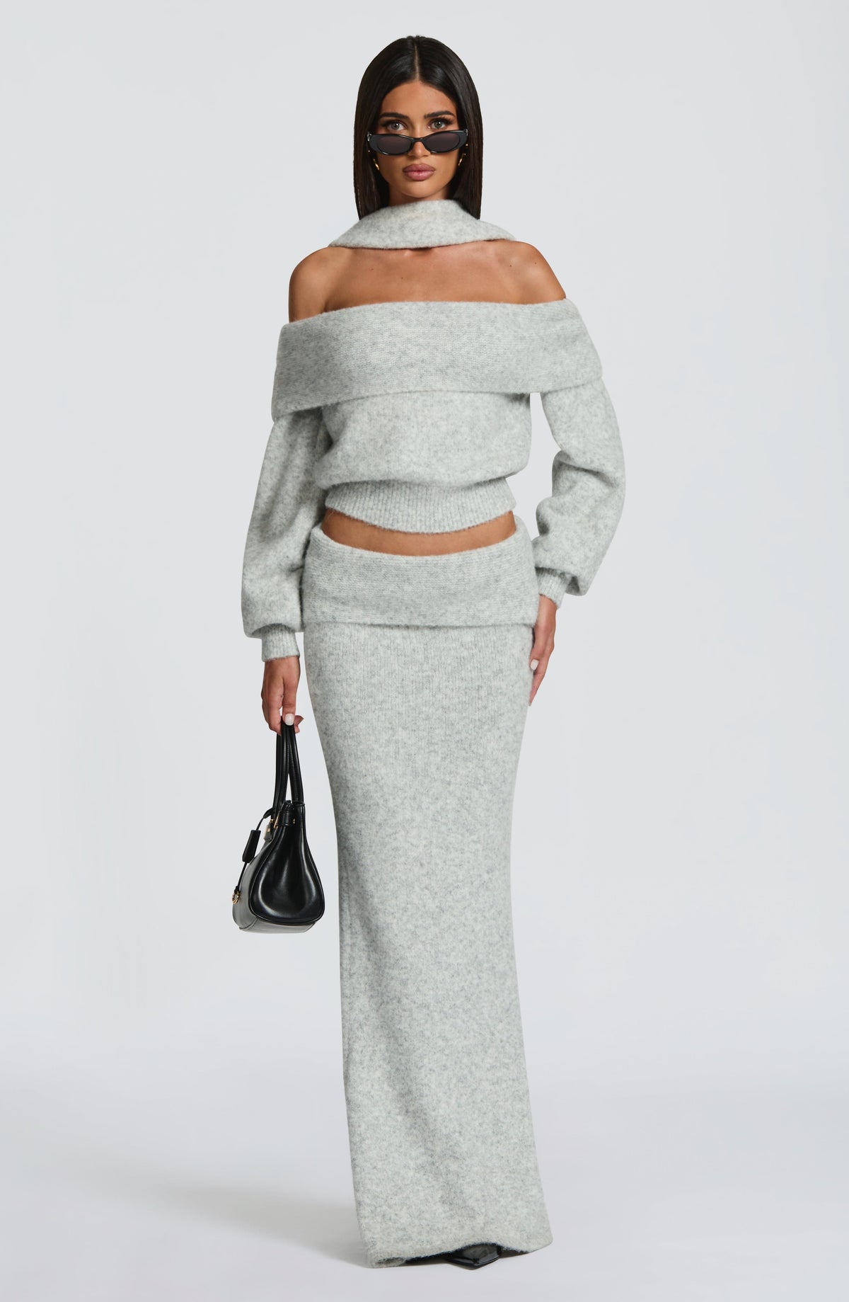 Andie Maxi Skirt - Light Grey Marl