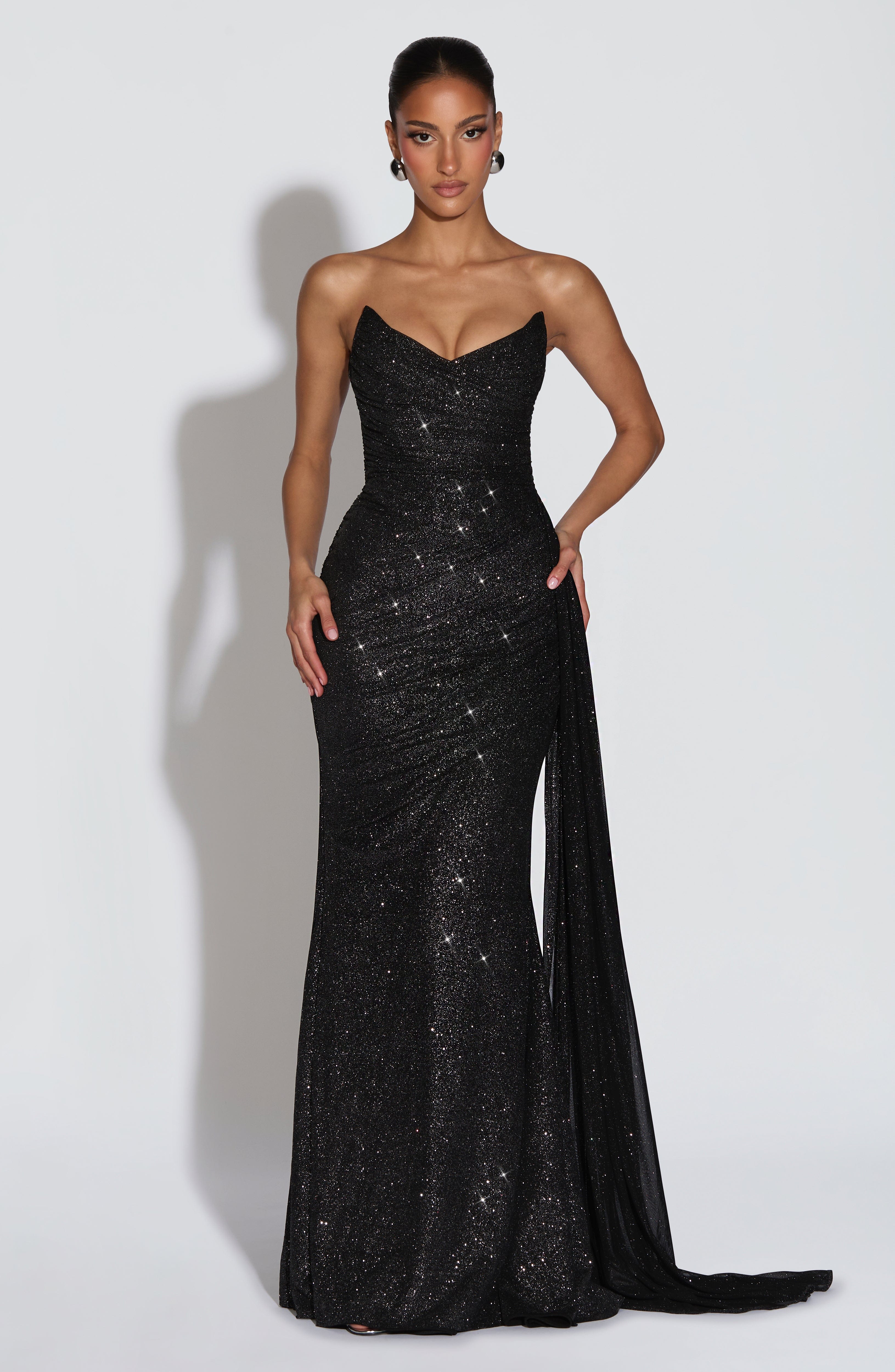 Ashika Maxi Dress - Black Sparkle