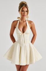 Doris Mini Dress - Lemon Gingham