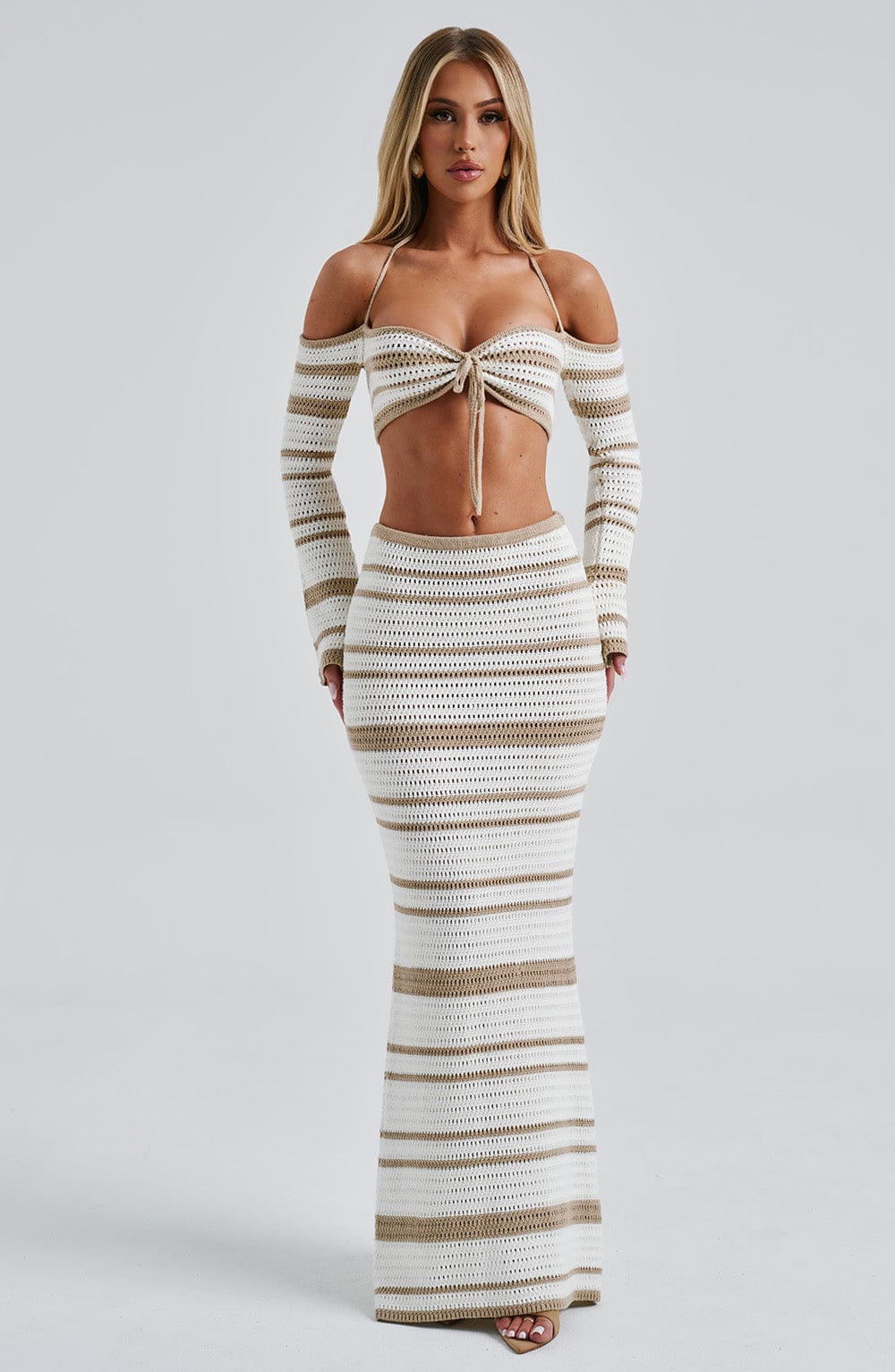 Georgia Maxi Skirt - Beige/White