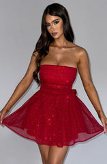 Katrina Mini Dress - Red Sparkle