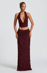 Myra Maxi Skirt - Cherry Lacquer