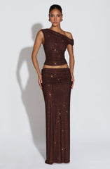 Sterling Maxi Skirt - Plum Brown