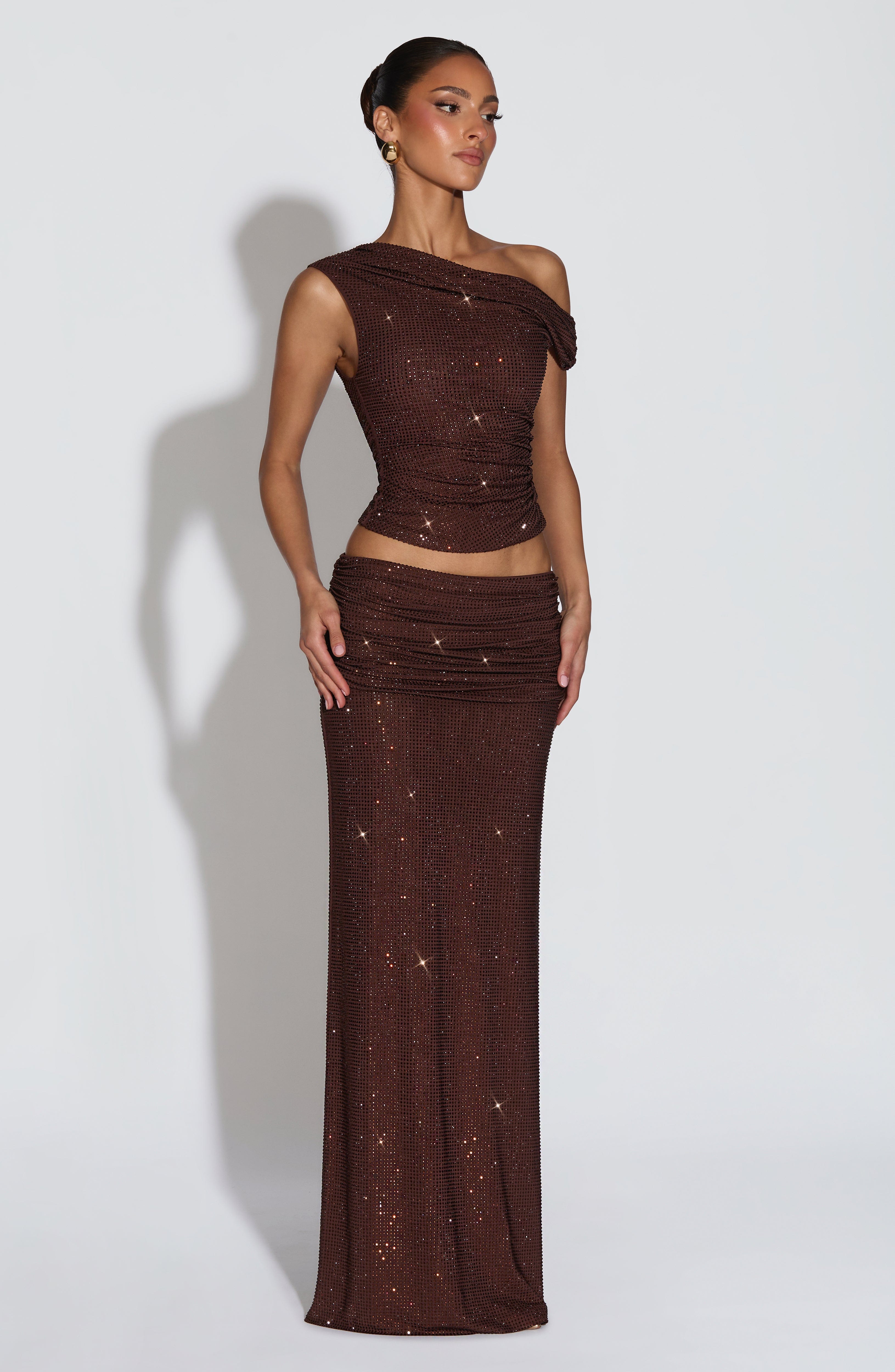 Sterling Maxi Skirt - Plum Brown