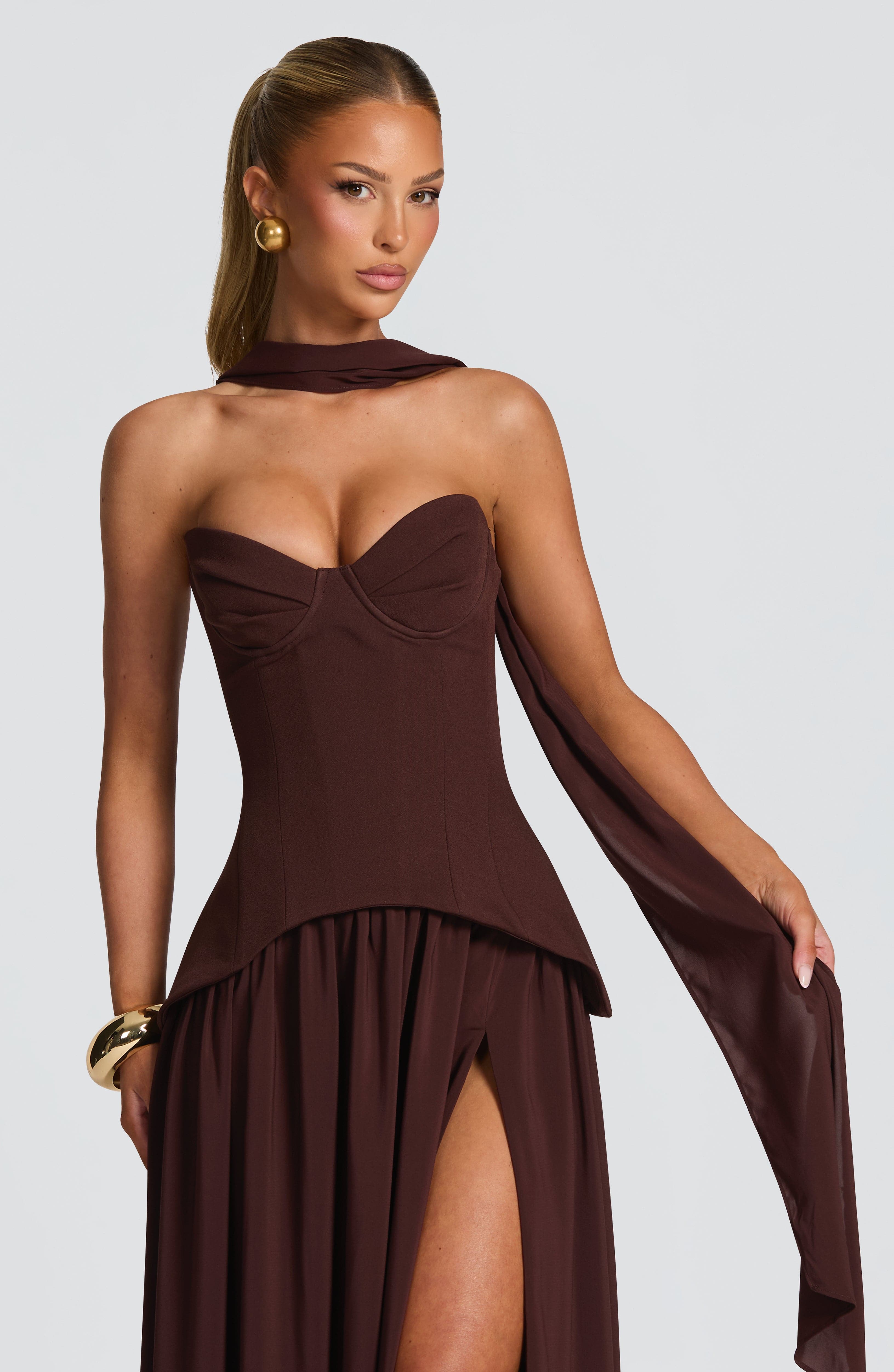 Vietta Maxi Dress - Plum Brown